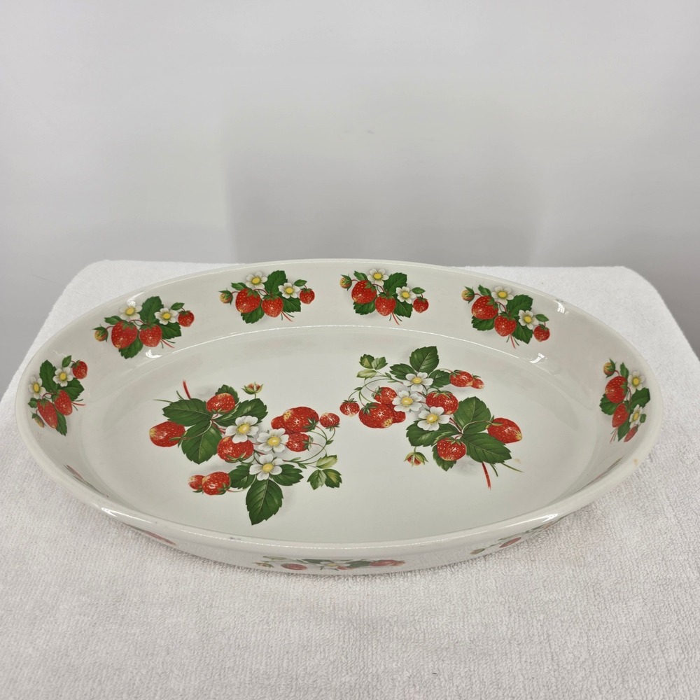 Portmeirion Pottery Strawberry Oval Serving Platter Made in England Vintage